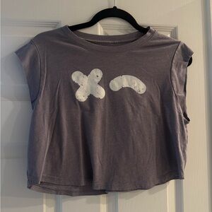 RUMBLE BOXING LOGO PURPLE / GREY CUTOFF CROPPED TANK